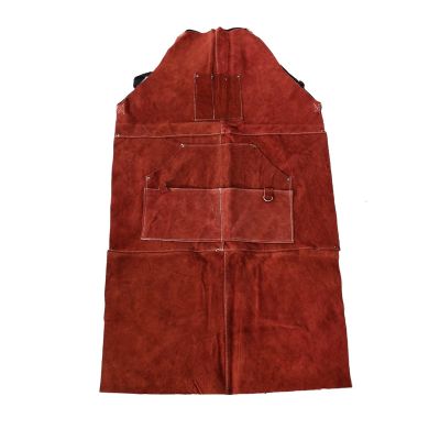 Leather Welding Apron - Heat &amp; Flame-Resistant Heavy Duty Work Forge Apron with 6 Pockets, 42Inch Large