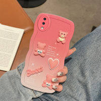 เคสนิ่ม TPU 3มิติสำหรับ Samsung Galaxy A02เคส Samsung A03S A03แฟชั่นเคสหัวใจหมี3D ไล่ระดับสีแบบพรีเมียมเคสป้องกัน