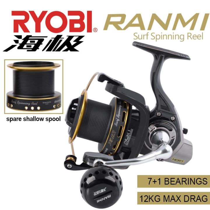 RYOBI RANMI HAIJI Surf Spinning Reel Fishing Reels With One Spare Shalllow  Spool 6500 7+1BB Gear Ratio 5.0:1 Reel Fishing Lazada