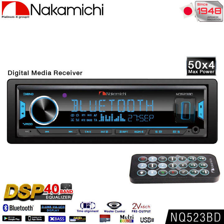 nakamichi-nq523bd-วิทยุติดรถยนต์-1din-eq-32band-มีบลูทูธ-รองรับ-bluetooth-usb-aux-fm-วิทยุ-1din-บลูทูธ-50x4-max-power-สั่งงานผ่านสมาร์ทโฟน