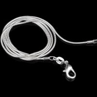 hang qiao shop Fashion 925 Sterling Silver Silvery Snake Chain Necklace 16-24 Inch 1mm Jewelry Gift