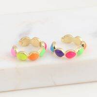 1 Piece C Shape Enamel Ear Cuffs For Women/Men 2021 NEW Popular Round Bead Clip-on Earrings Fake Piercing Earring Jewelry