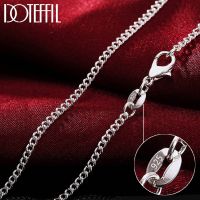 【cc】﹍❦  DOTEFFIL 925 Sterling 16/18/20/22/24/26/28/30 Inch 2mm Side Chain Necklace Man Fashion Wedding Jewelry