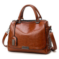 Boston Crossbody Bags for Women  Tote Shouler Bag Luxury Handbags Women Bags Designer Famous Brand Oil Wax Leather Rivet Bag