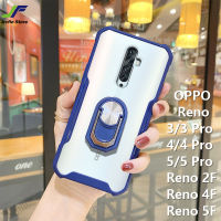 JieFie สำหรับ OPPO Reno 2F / 4F / 5F / 3 / 3 Pro / 4 / 4 Pro / 5 โปร่งใสเคสโทรศัพท์แฟชั่นสีทึบกันกระแทกกรอบโทรศัพท์แม่เหล็กรถพับ