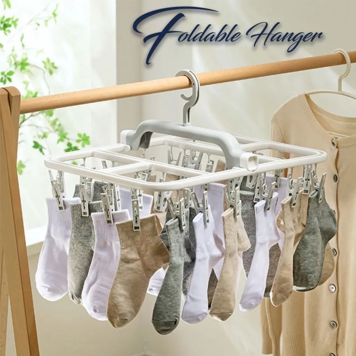 Rotate Cloth Hanger with clips bra Socks Drying Rack wall mount