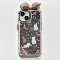 เคสโทรศัพท์ลายดอกไม้ล่าสุด + โบว์/สามารถใส่ได้กับ iPhone 15/iPhone 14 Pro สูงสุด/iPhone 12เคสโทรศัพท์กันกระแทก