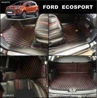 พรมปูพื้นรถยนต์6D FORD ECOSPORT รุ่น VIP สีดำด้ายแดง เต็มคัน