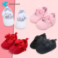 DENOSWIM รองเท้าแตะพื้นนุ่มสำหรับเด็กผู้หญิง,รองเท้าส้นเตี้ยทารกลายดอกไม้น่ารัก0-18เมตรรองเท้าเด็กทารกแรกเกิดเด็กวัยเริ่มหัดเดินกันลื่น