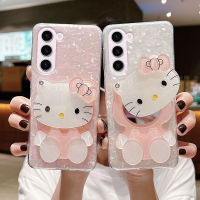 เคส Samsung S23ultra S23+ S23ยอดนิยมล่าสุดพร้อมกระจกแต่งหน้าลูกแมวน่ารัก1ลายกล้องถ่ายรูปโปร่งใสปลอกแข็งเคสโทรศัพท์Samsung Galaxy S23 Ultra สวยเคสฝาครอบโทรศัพท์