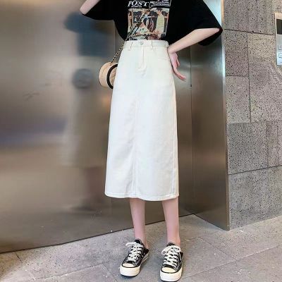 ๑♝₪  STRAIGHT SKIRT 🤍💙🖤(SM 530฿ฟรีส่ง) กระโปรงยีนส์ยาว รุ่นนีัทรงสวยมากก ตัวกระโปรงด้านหลังผ่า glam everyday.xboutique