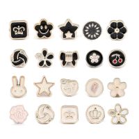 10pcs/lot Black/White Metal Buttons Sewing Free Brooch Pins Detachable Shirt Sleeve Collar Decorative Button Accessories Haberdashery