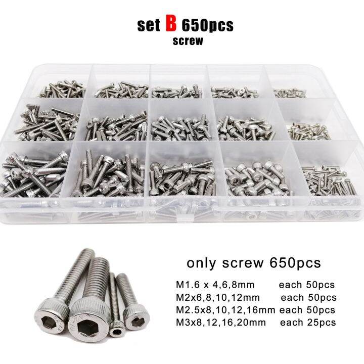 400-2100-buah-m1-6-m2-m2-5-m3-m4-m5-304-baja-tahan-karat-allen-hexagon-soket-cap-kepala-sekrup-baut-mur-washer-set-bermacam-macam-kit