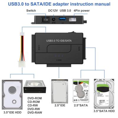 USB3.0 To SATA/IDE Easy Drive Cable Converter 2.5/3.5 Hard Drive Multi-interface Adapter Disk G7E7