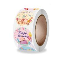 【CW】✿  100-500pcs Happy Birthday stickers packaging Label decoration Self-adhestive Stationery Sticker