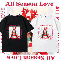 ALL Season love2022 Christmas peripheral เสื้อยืดแขนสั้นผ้าฝ้ายพิมพ์ลายด้านบนแฟชั่น