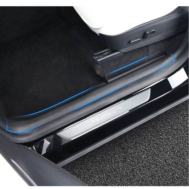 TPE Front Door Sill Cover + Plastic Rear Door Threshold Protector For ...