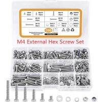 390PCS ภายนอก Hex Screw Assortment Kit M4 Bolt สำหรับจักรยานสแตนเลสสลักเกลียวหกเหลี่ยมและ Nut Flat ปะเก็นชุดเครื่องซักผ้าสปริง-Zkeir