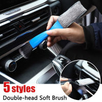 แปรงนุ่มสองหัวสำหรับทำความสะอาดภายในรถยนต์แดชบอร์ด Air Outlet Conditioner Grille รายละเอียด Sweeping Duster ทำความสะอาดเครื่องมือ-ccry73413