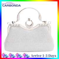 [7 Day Refund Guarantee] Rhinestone Evening Bags Women Elegant Wedding Prom Party Clutch (Silver) [Arrive 1-3 Days]