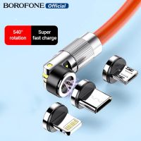 BOROFONE ที่ชาร์จ6A แม่เหล็ก BFF 120W สายเคเบิลยูเอสบีเคเบิล540หมุนได้เร็ว ° Type-C แม่เหล็กซิลิโคนเหลวตัวดูดแม่เหล็กสายต่อ USB ชนิด Micro-C รองรับการถ่ายโอนข้อมูลสำหรับ Xiaomi แอนดรอยด์ Huawei OPPO VIVO รองรับ iPhone