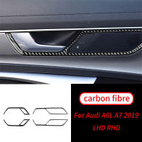 สำหรับ Audi A7 2019คาร์บอนไฟเบอร์รถจัดแต่งทรงผมที่จับประตูด้านในฝาครอบชามสติกเกอร์กรอบรถอุปกรณ์ตกแต่งภายใน