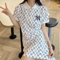 NY ชุดยาวชุด Gaun Modis เสื้อยืดลำลองโปโลแขนสั้นยาว