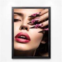 Modern fashion sexy women art canvas poster printsRed lips and nail on canvas wall for living room home decor no frame DP0376