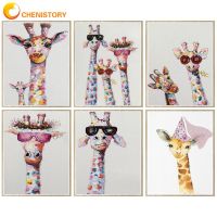 CHENISTORY Frameless Painting By Numbers Giraffe Animals On Canvas Pictures By Numbers Acrylic Paint By Number Home Decor