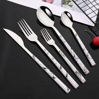 （glistening shop）เครื่องเงินชุดช้อนส้อม FlatwareFork TeaImitation ไม้จับ TablewareSilverware