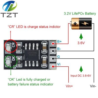 【YF】❀♠♀  Dedicated 3.2V LiFePO4 Battery Charger Module 3.6V 1A CV/ wtih Overvoltage Protection Recharge Low-Power