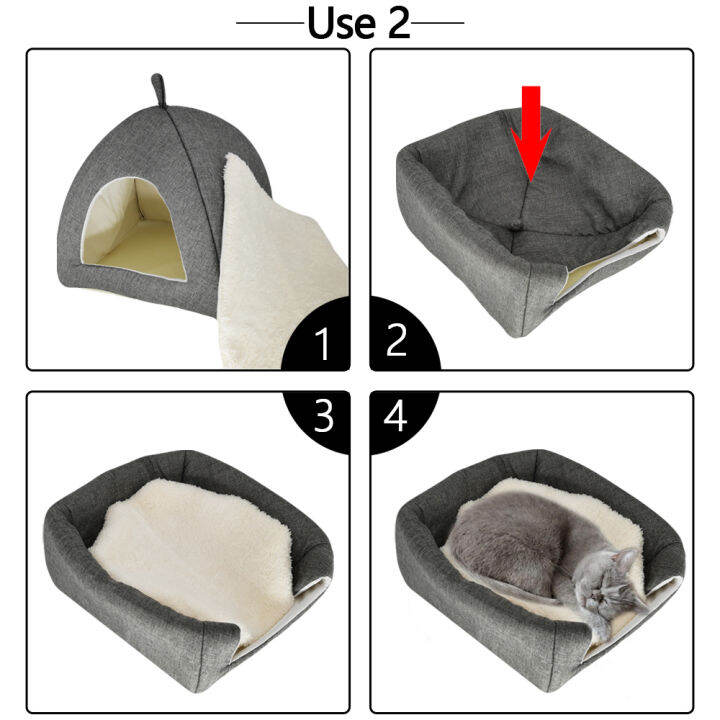 dropshipping-foldable-2-in-1-cat-bed-indoor-kitten-tent-house-warm-for-small-pet-pad-dog-nest-cave-sleeping-cozy-plush-mat