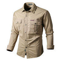 Mens Katoen Militaire เสื้อ Mannen Lange Mouwen ชุดลำลองเสื้อ Mannelijke Cargo Werk เสื้อ Heren Werken เสื้อ