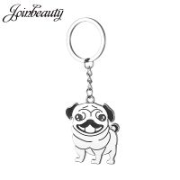 JOINBEAUTY Cute Pug Dog Key Chain Animal Keyring Holder Stainless steel Metal Pendant Gift Bag Black Pug Jewelry SS69 Key Chains