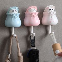 Creative cute kitten hook keyless porch hook door retractable coat decoration hook key hanger