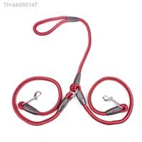 ✺ Strong Nylon Ribbon Double Dog Leash One Drag Braided Tangle For Walking Training Adjustable Size Pet Safety Traction Rope