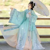 【CW】 Chinese Hanfu Dress Plus Size 2XL Women Ancient Traditional Print Hanfu Fairy Cosplay Costume Hanfu Dance Dress Green Red Sets