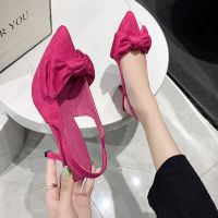 HOT★French High Heel Baotou Bow Sandals Womens Shoes 2022 New Summer Stiletto Pointed Toe Shoes Women Sandalias De Tacon