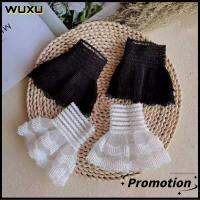 WUXU 1Pair ใบไม้ผลิใบไม้ร่วง เสื้อสเวตเตอร์ตกแต่ง ที่ปิดรอยแผลเป็น ถุงมือสำหรับเด็ก ปลอกข้อมือลูกไม้ แขนเสื้อปลอม แขนข้อศอกมีระบาย ปลอกแขนถอดออกได้