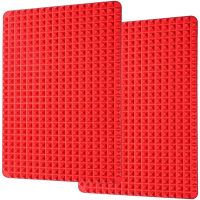 Silicone Baking Mat Pyramid Sheets Cooking Pan,Best Healthy Fat Reducing Non Stick Cooking Mat for Baking Mat 2Pc Red