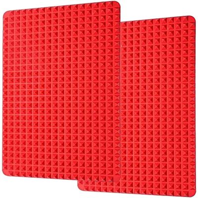 Silicone Baking Mat Roast Chicken Mat Pyramid Sheets Cooking Pan,Best Healthy Fat Reducing Non Stick Cooking Mat for Baking Mat 2Pc Red