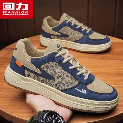 Warrior 2023 Spring Sports Shoes For Men Fashion Printing Lace-ups Walking Shoes Luxury Pu Leather Male Casual Tennis Sneakers