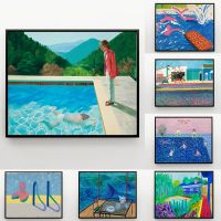 David Hockney Abstract Summer Painting Canvas Print Landscape Poster Wall Art for Living Room Bedroom Wall Home Decor