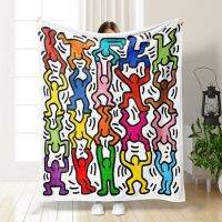 Keith Haring Art Graffiti ผ้าห่ม150X200ซม.Flannel ผ้าขนแกะ Warm โซฟาโยนผ้าห่มห้องนอนฤดูใบไม้ผลิฤดูใบไม้ร่วงผ้านวม