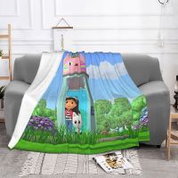 Gabbys Dollhouse Gabby Cats Blanket Sofa Cover Fleece Spring Autumn Plaid Cartoon Warm Throw Blankets for Home Couch Bedspread