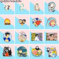 hot【DT】 Cartoon Hayao Miyazaki Anime Enamel Brooch Little Faceless Man Howl Alloy Pins Badge Jewelry