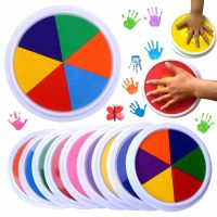 Baby Toys 6 Colorful Ink Stamp Pad DIY Finger Painting Craft Cardmaking Large Round for Kids Education Drawing Interactive Toys