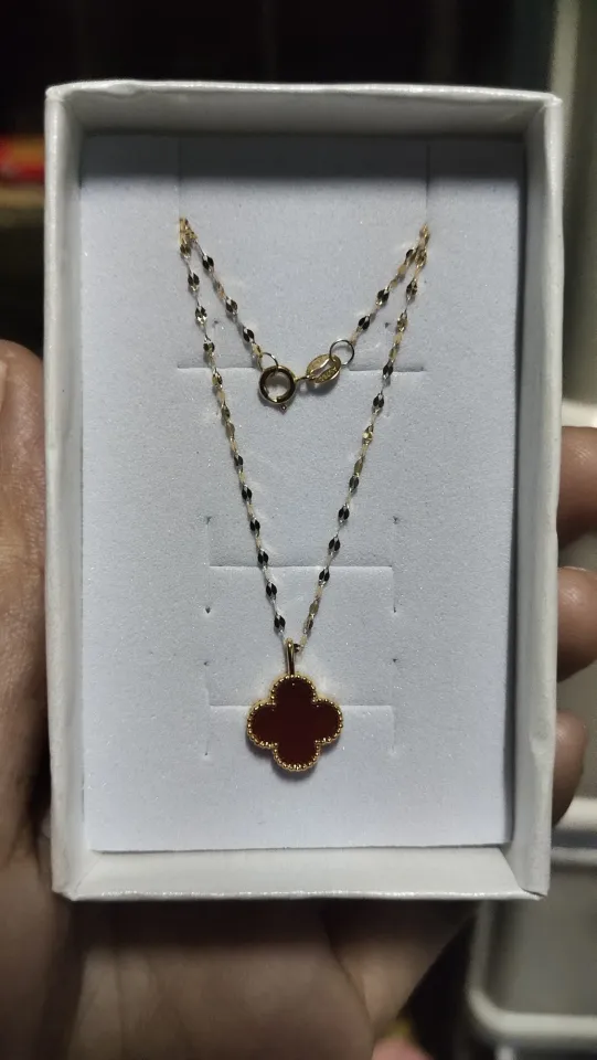 18K SAUDI GOLD CLOVER LEAF WITH PEARL DESIGN CENTER CHAIN NECKLACE #fyp  ✓18K SAUDI GOLD ✓Supplier factory ✓OPEN FOR ACTIVE…