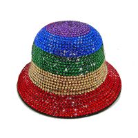 （Explosion umbrella）  ลาย Rhinestone Fedora หมวกโดมหมวกถังผู้ชาย39; S และผู้หญิง39; S สองโทนสีหมวกสีแดงกับหมวกแฟชั่น Diamon Fedora H Gh สีดำ