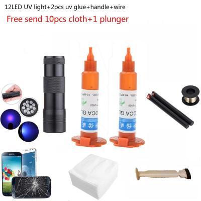 12 led UV light 2pcs/lot 5g TP-2500 LOCA UV liquid optical clear adhesive tp2500 uv glue for touch screen samsung galaxy iPhone Adhesives Tape
